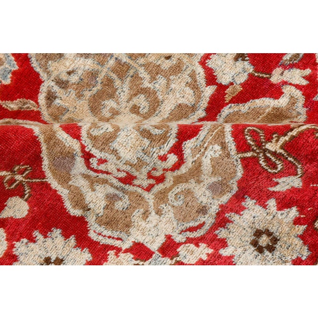 Persian 19th Century Persian Tabriz Red Hand Knotted Wool Carpet For Sale - Image 3 of 8