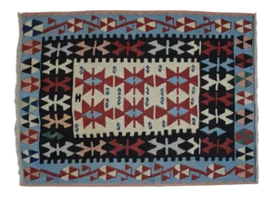 1980s Hand Woven Oushak Kilim Flat Weave Wool Area Rug 2'11" X 4'