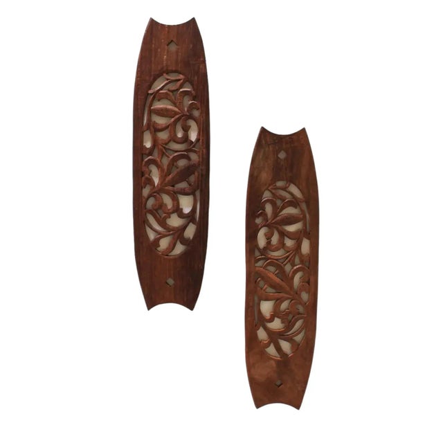 Brown Vintage Carved Wood Wall Hangings For Sale - Image 8 of 8