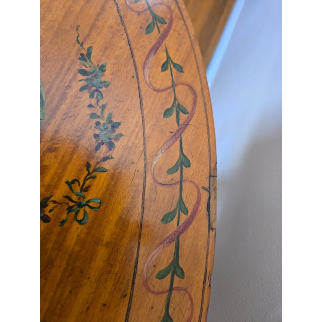 Brown Early 20th Century Edwardian Sheraton Revival Hand Painted Rolling Table For Sale - Image 8 of 9