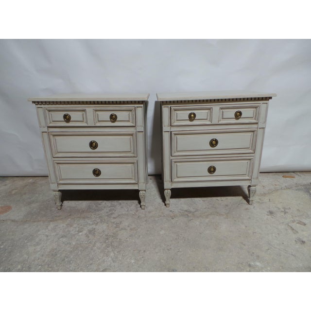 This is a unique set of 3 drawer Gustavian style chest of drawers. They have been restored and repainted with Milk Paints...