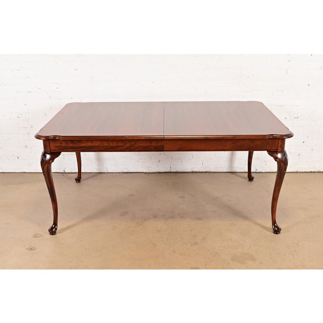 Wood Ethan Allen Queen Anne Solid Cherry Wood Extension Dining Table, Newly Refinished For Sale - Image 7 of 15