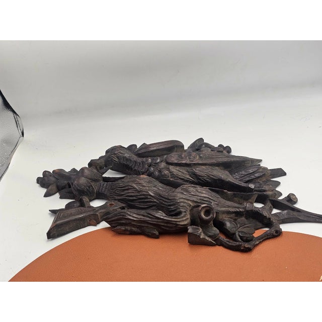 1920s Carved Hunting Bas-Relief of a Fox and a Pheasant, 1920s For Sale - Image 5 of 13