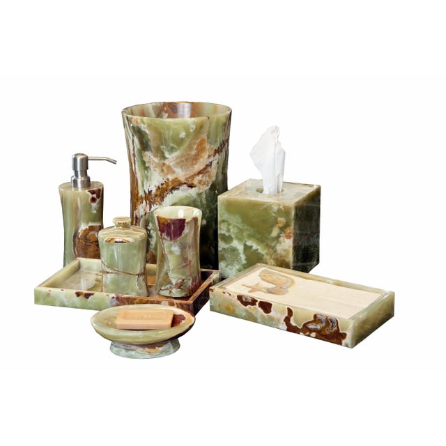 Modern Green Marble Soap Dispenser For Sale - Image 3 of 4