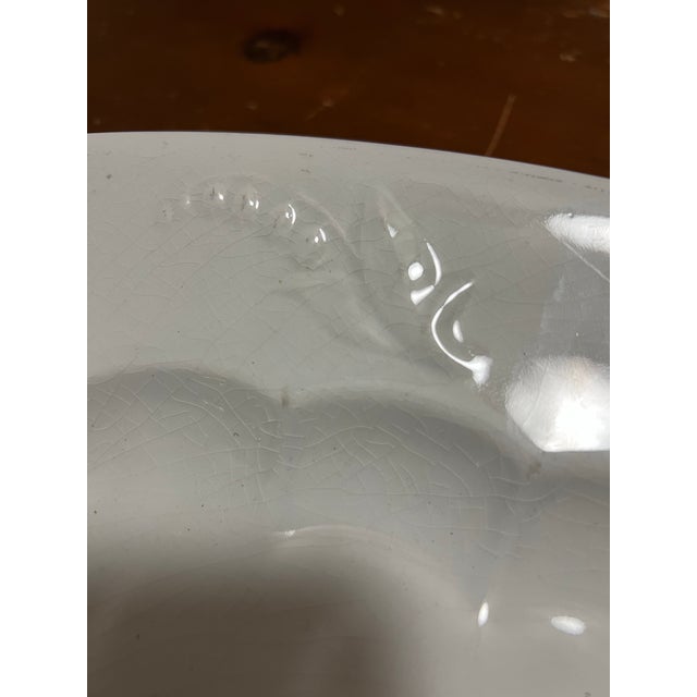 A Very Nice Large Sized Antique Staffordshire White Ironstone Oval Platter, 1850's For Sale - Image 10 of 11