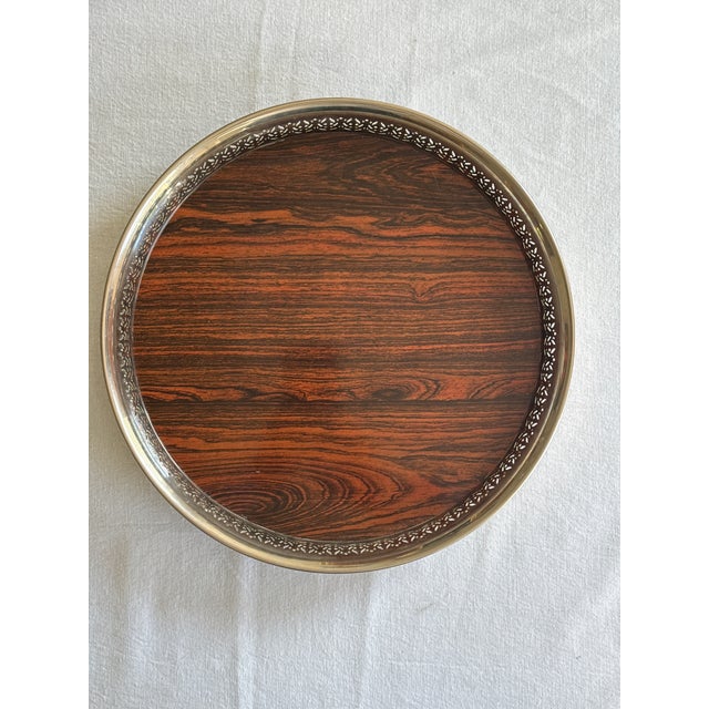 Mid-Century Modern Vintage Silverplate Footed and Formica Tray For Sale - Image 3 of 15