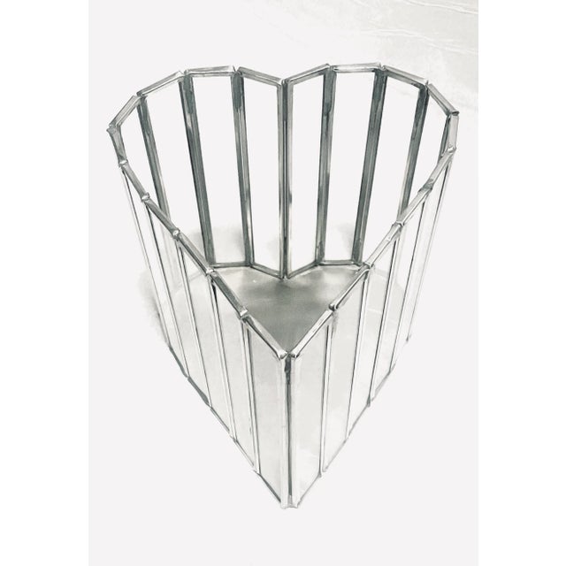 1960s Mid-Century Modern Multiple Glass & Aluminum Frame Panels Heart Shape Candle Holder For Sale In Palm Springs - Image 6 of 6