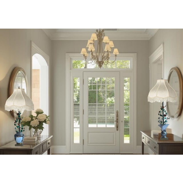 Vintage Tole Floral Topiary Silver Plate Cache Pot Table Lamp - A Pair For Sale - Image 13 of 18