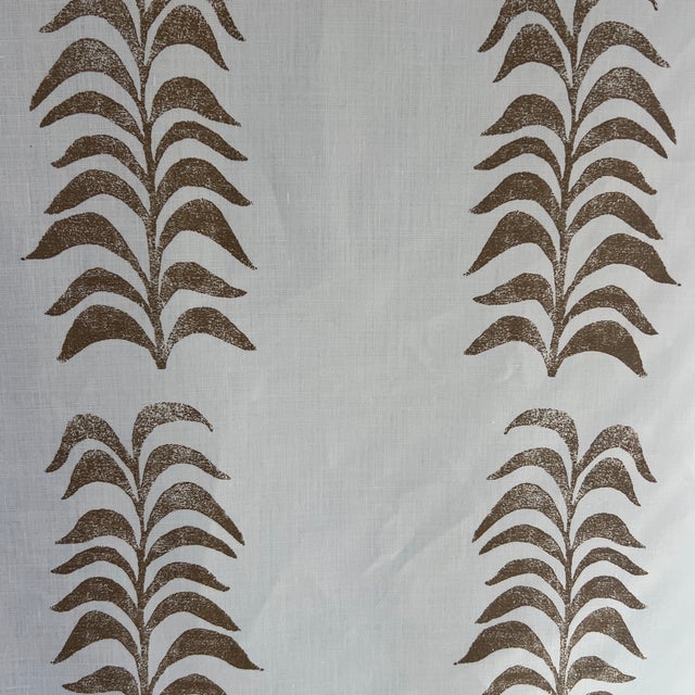 Heather Chadduck Grande Frond in Caramel Linen Fabric- 2 Yards For Sale - Image 4 of 8