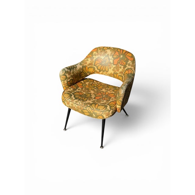 Metal Pair of 1970s Belvedere Products Retro Floral Open-Back Barrel Chairs For Sale - Image 7 of 11