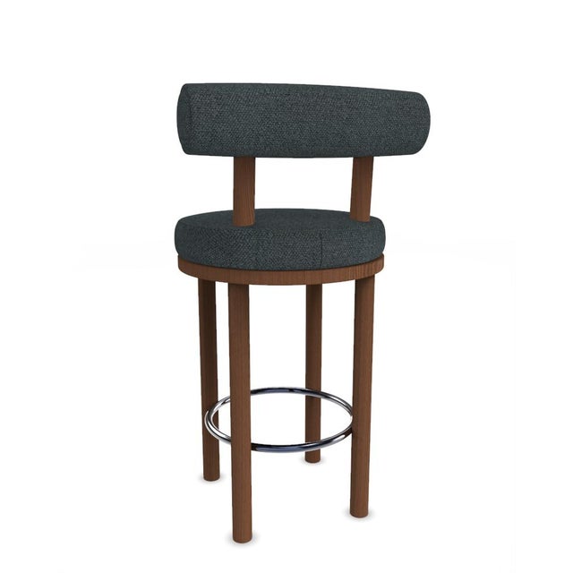 Collector Modern Moca Bar Chair in Safire 10 Fabric and Smoked Oak by Studio Rig For Sale - Image 4 of 7