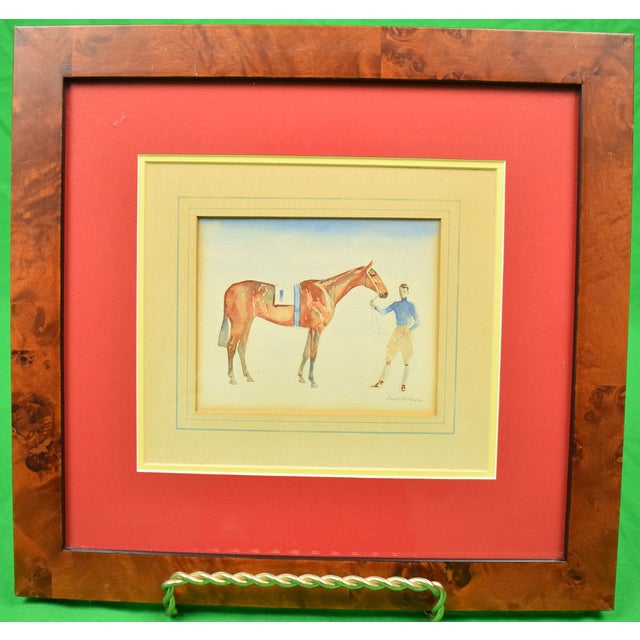 Watercolor, signed LR, Groomsman w/ Jumper Art Sz: 6 1/2"H x 7 1/2"W Frame Sz: 12 1/2"H x 13 1/4"W