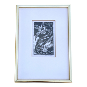 Early 20th Century Abstract "March" Linocut Signed by Helen West Heller