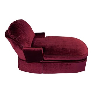 Classic Burgundy Velvet Chaise Lounge by Calico Corners Custom Furniture For Sale