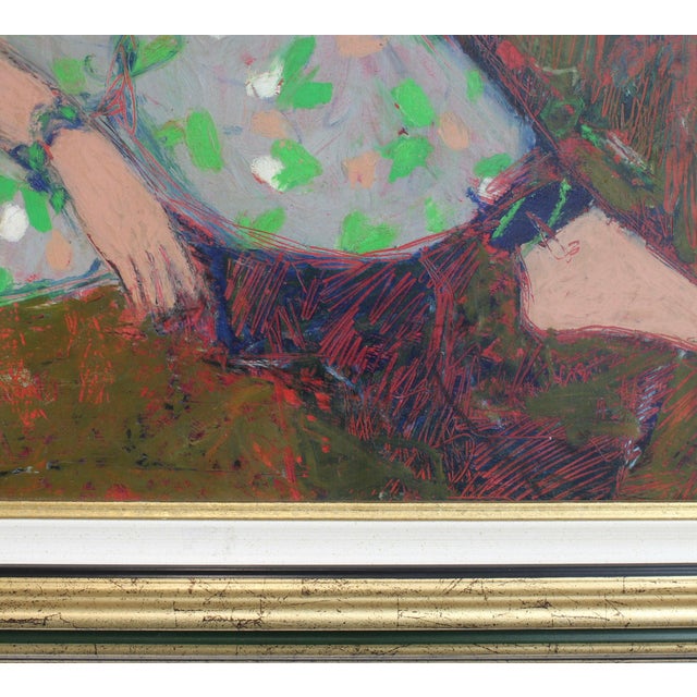 Michel Sarazin, Portrait of a Pensive Woman, 2000s, Oil Pastel on Board, Framed For Sale - Image 15 of 18