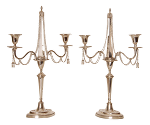 Antique Empire Sterling Silver Candleholders, 1853, Set of 2