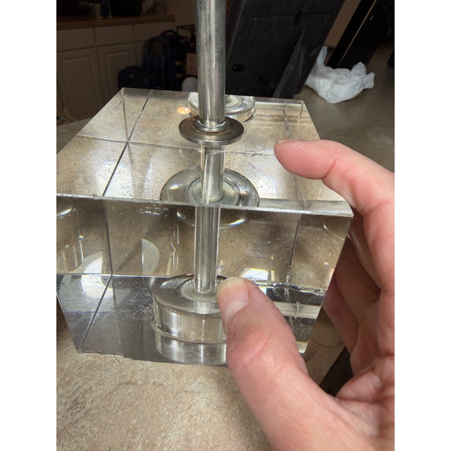 Mid-Century Modern Chrome Dome Eyeball Lamps With Lucite Base For Sale In New York - Image 6 of 9