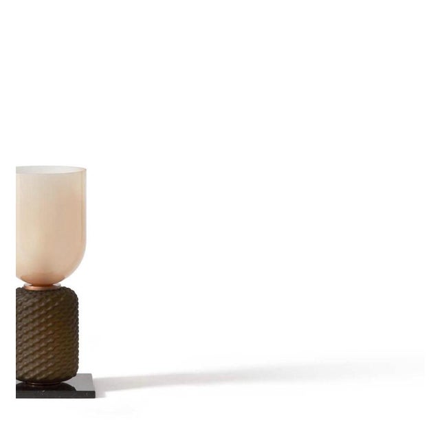 Cassina Mid-Century Ficupala Table Lamp in Metal, Marble, & Blown Glass from Cassina For Sale - Image 4 of 9