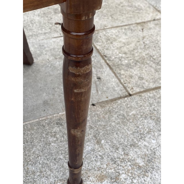 Antique Rustic Office Chair in Cherrywood and Fabric, 1950s For Sale - Image 9 of 18