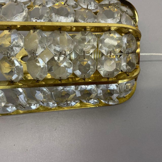 Metal Vintage Austrian Wall Light in Brass and Crystal Glass from Bakalowits & Söhne, 1950s For Sale - Image 7 of 16