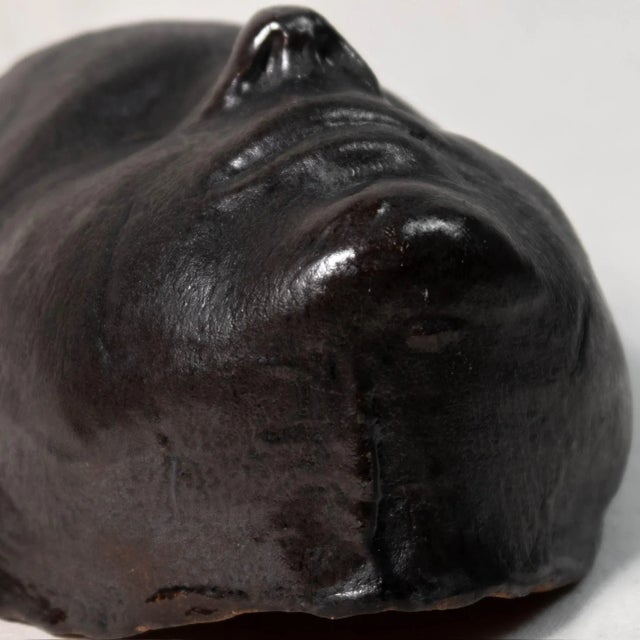 Onyx Studio Pottery Black Ceramic Detailed Face Sculpture For Sale - Image 8 of 12