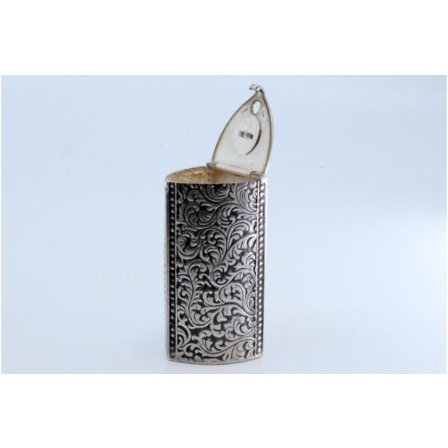 Silver Toothpick Holder with Nickel-Plated Applications For Sale - Image 9 of 11