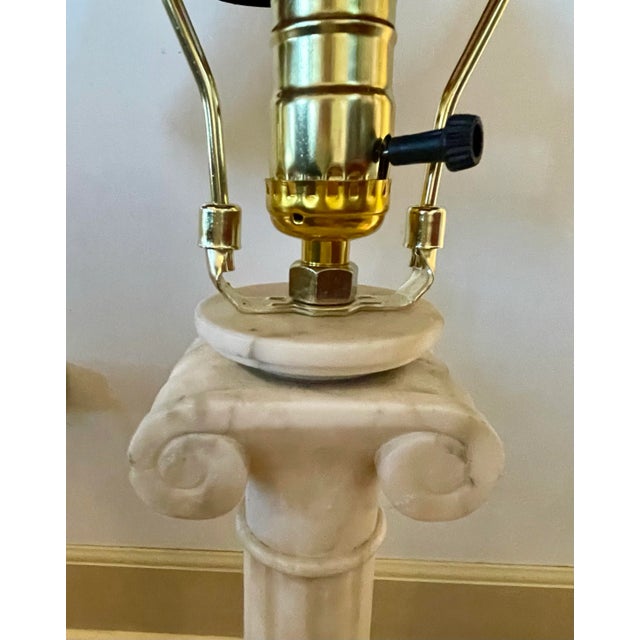 Early 20th Century Alabaster Column Lamp - a Pair For Sale In Los Angeles - Image 6 of 11