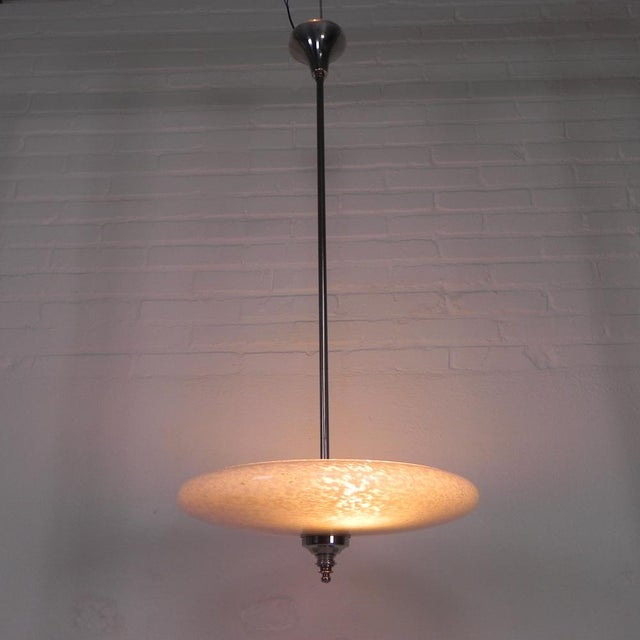 Art Deco Pendant Lamp with Cloudy Glass Bowl, 1930s For Sale - Image 11 of 18
