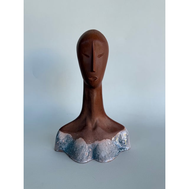 Mid 20th Century Midcentury Studio Pottery Bust of a Woman For Sale - Image 5 of 8