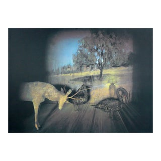 Deer and Gooses Lithograph by Francisco Larios, 1990 For Sale
