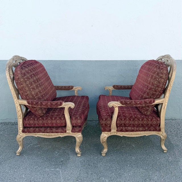 Carved French Provincial Louis XV-style Fauteuil Armchairs - A Pair For Sale - Image 4 of 9