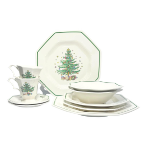 1990s Nikko “Christmastime” 10-Piece Ceramic New Dinnerware Set