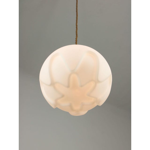 Mid-Century Modern Italian Pendant Lamp in Brass and Opaline For Sale - Image 9 of 15