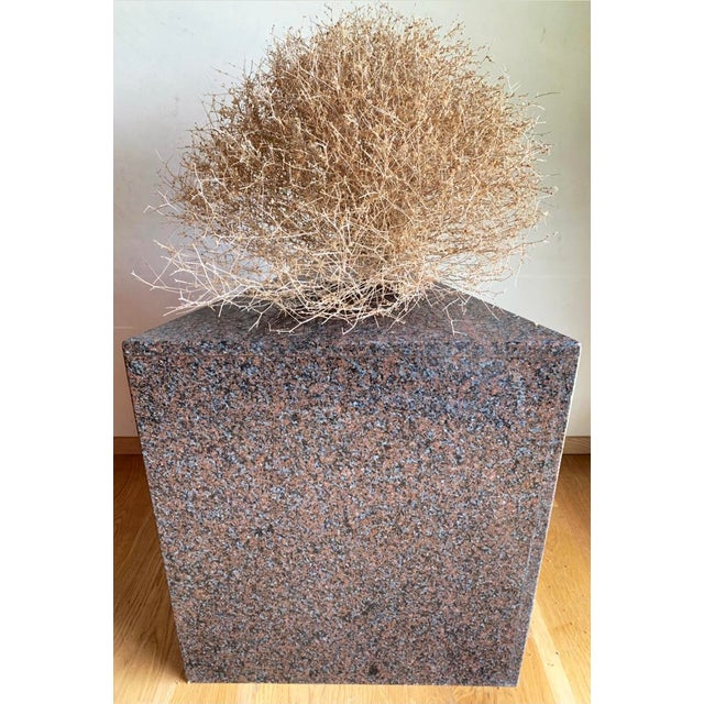 Very unique and cool, large triangular pedestal table/stand/end table made of stone. Makes a great end table or pedestal...