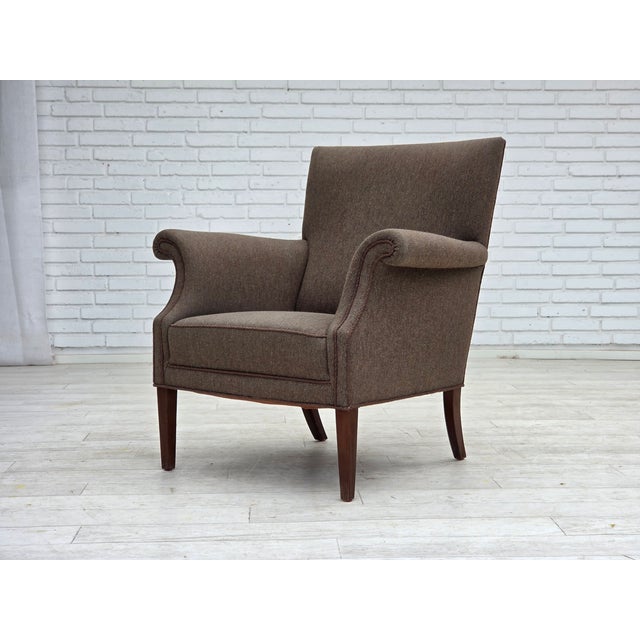 Danish Armchair in Green Velour and Ash, 1960s For Sale - Image 11 of 18
