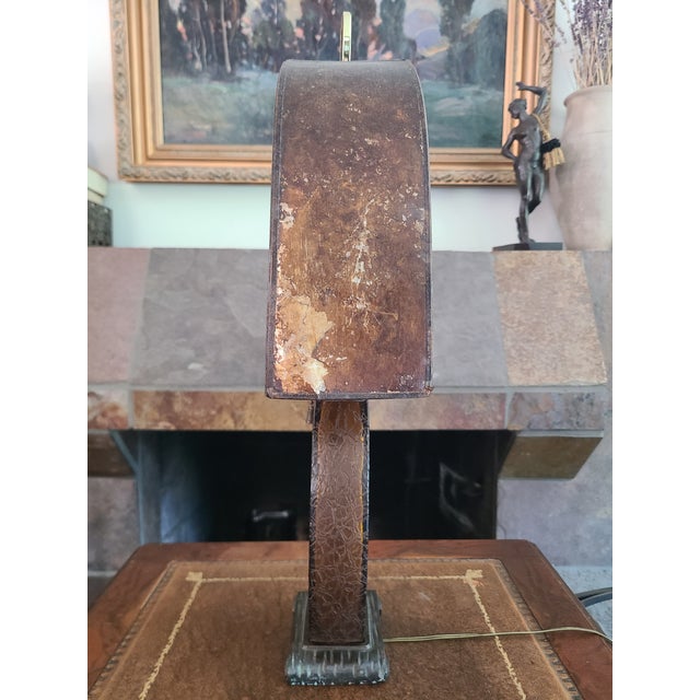 Glass Antique Art Deco Crackle Glass Table Lamp With Mica Shade For Sale - Image 7 of 18
