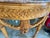 Vintage Hollywood Regency Louis XVI Style Carved Wood Demilune Console Table With Pink Marble Top For Sale - Image 4 of 4