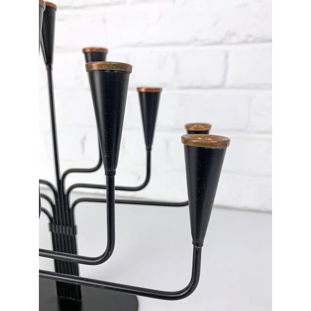 Metal Seven-Arm Candelabras by Gunnar Ander for Ystad Metall, Sweden, 1950s, Set of 2 For Sale - Image 7 of 13