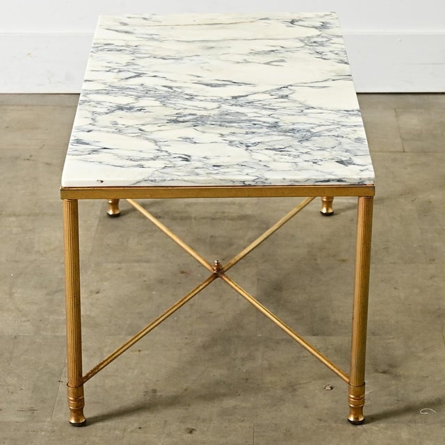 Mid 20th Century French Mid 20th Century Marble and Brass Coffee Table For Sale - Image 5 of 9