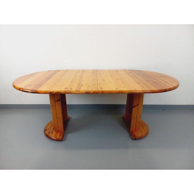 Wood Vintage Scandinavian Round Pine Dining Table with Extensions, 1970s For Sale - Image 7 of 18