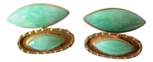 1950s Mid-Century Modern 14k Gold Jade Cufflinks