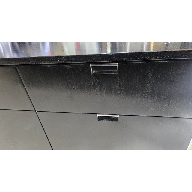 Mid-Century Modern Florence Knoll 2-Position 4-Drawer Wood Credenza in Black For Sale - Image 3 of 6