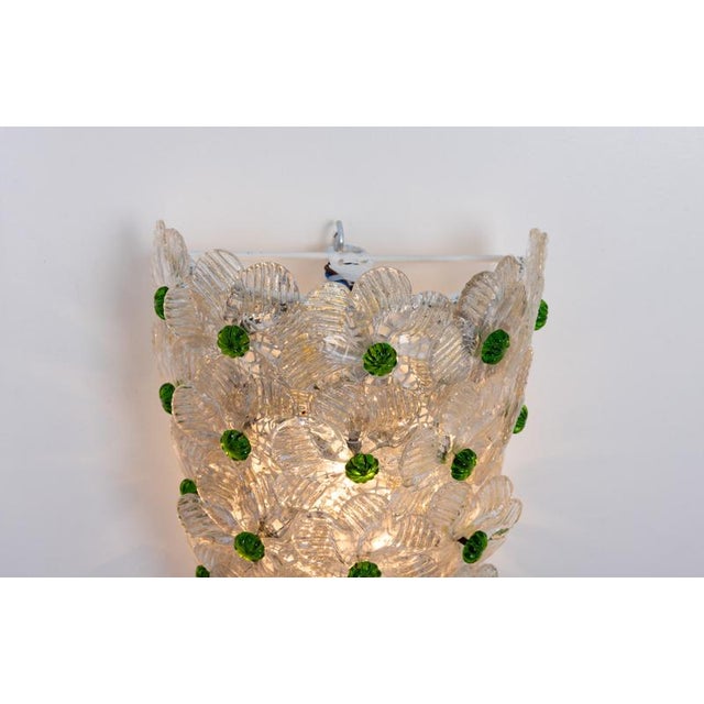 Silver Vintage Petite Murano Glass Wall Sconce from Barovier & Toso, Italy, 1970s For Sale - Image 8 of 10