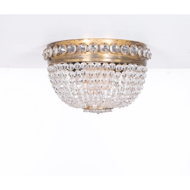 1930s Crystal Glass Ceiling Lamp, 1930s For Sale - Image 5 of 10