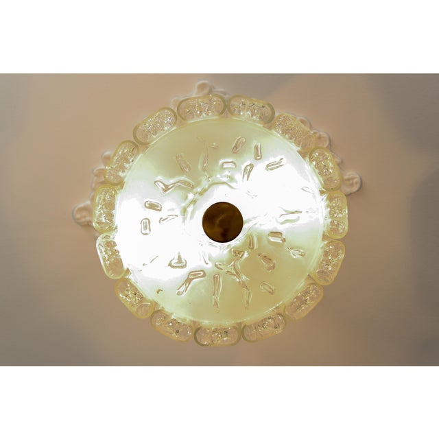 Mid-Century Round Ice Glass Chandelier attributed to Doria, 1970s For Sale - Image 13 of 18