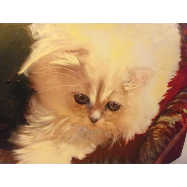 Beautiful White Himalayan Cat on 18"x24"x2" gallery-wrapped canvas reclining on a chaise by Artist Antoinette