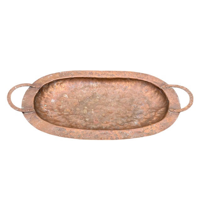 Art Deco American Arts & Crafts Hammered Copper Tray For Sale - Image 3 of 13