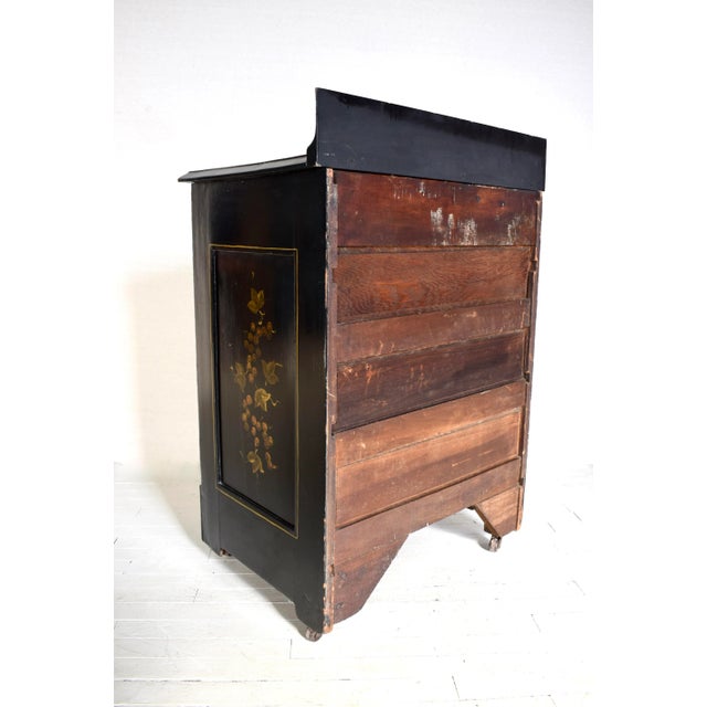 Wood Hand Painted Folk Art Wash Stand Cabinet, American, Solid Wood, 19th Century For Sale - Image 7 of 12