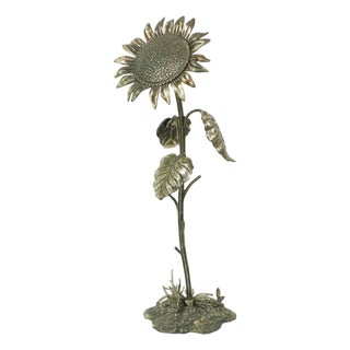 Large Sunflower Ashtray in Silver-Plated Bronze from S. Agudo, 1950s For Sale