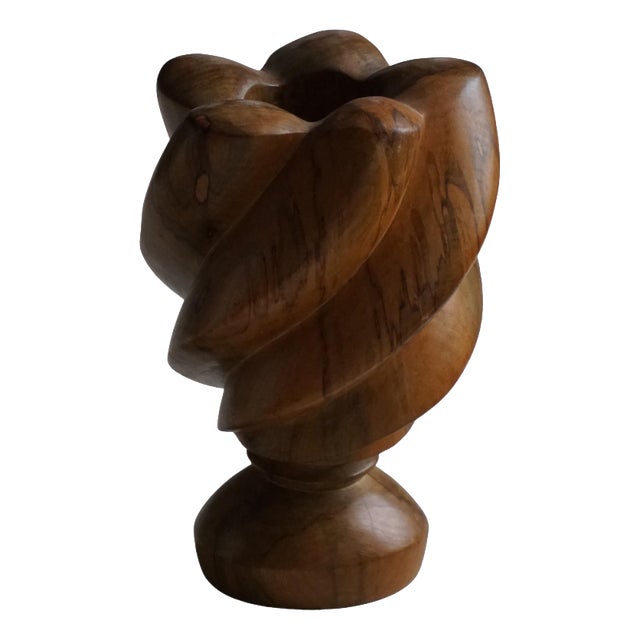 Mid-Century Scandinavian Wooden Vase, 1960s For Sale